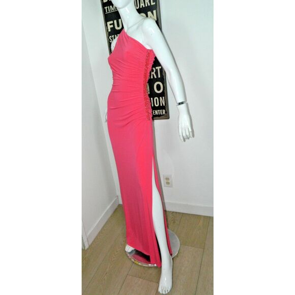 Cache Dress Size 4 Pink Side Beaded Rouched Vintage 90s Y2K Womens - Picture 4 of 13